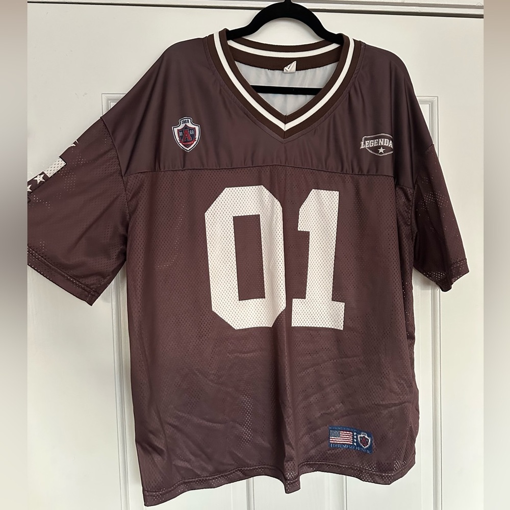 Brown Mesh Football Jersey with 01